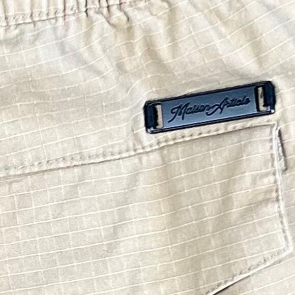 Maison Article Mens Ripstop Cargo Drawstring Pants Size M Ankle Cinch Khaki - Picture 3 of 9